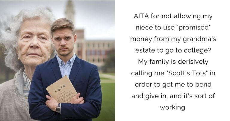 AITA for not allowing my niece to use “promised” money from my grandma’s estate to go to college? My family is derisively calling me “Scott’s Tots” in order to get me to bend and give in, and it’s sort of working.