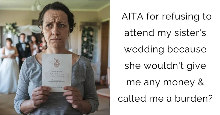 AITA for refusing to attend my sister’s wedding because she wouldn’t give me any money & called me a burden?