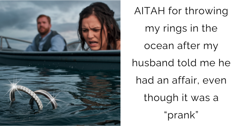 AITAH for throwing my rings in the ocean after my husband told me he had an affair, even though it was a “prank” ?