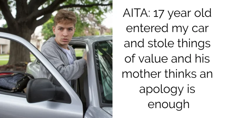 AITA: 17 year old entered my car and stole things of value and his mother thinks an apology is enough?