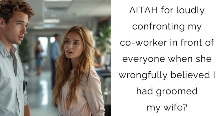 AITAH for loudly confronting my co-worker in front of everyone when she wrongfully believed I had groomed my wife?