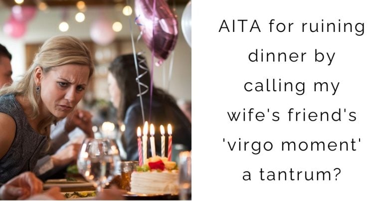 AITA for ruining dinner by calling my wife’s friend’s ‘virgo moment’ a tantrum?