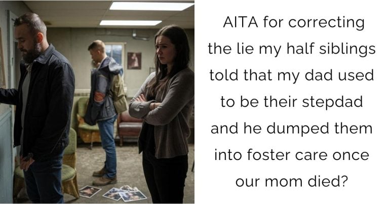 AITA for correcting the lie my half siblings told that my dad used to be their stepdad and he dumped them into foster care once our mom died?