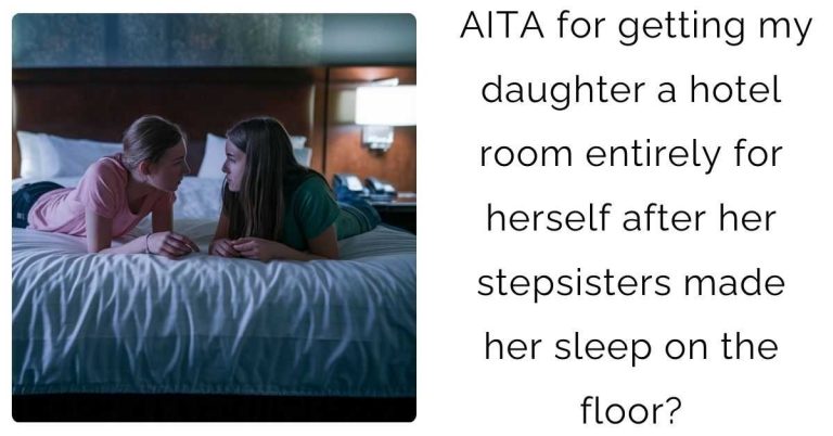 AITA for getting my daughter a hotel room entirely for herself after her stepsisters made her sleep on the floor?