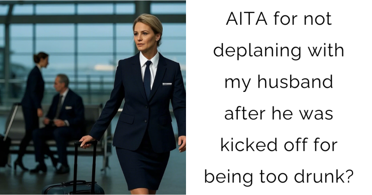 AITA for not deplaning with my husband after he was kicked off for being too drunk?