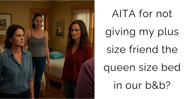 AITA for not giving my plus size friend the queen size bed in our b&b?