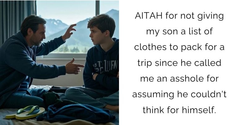 AITAH for not giving my son a list of clothes to pack for a trip since he called me an a**hole for assuming he couldn’t think for himself?