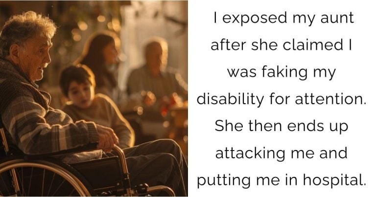 I exposed my aunt after she claimed I was faking my disability for attention. She then ends up attacking me and putting me in hospital.