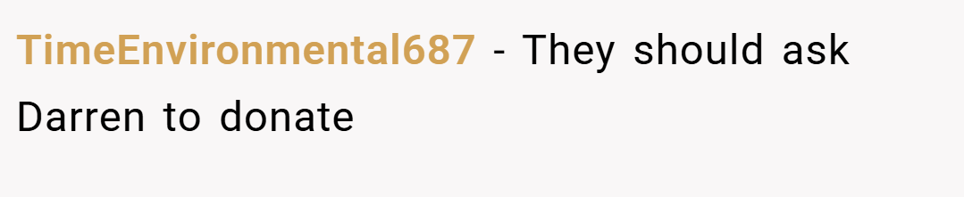 TimeEnvironmental687 − They should ask Darren to donate 