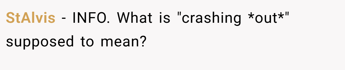 StAlvis − INFO. What is "crashing *out*" supposed to mean?