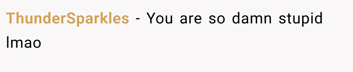 ThunderSparkles − You are so damn stupid lmao