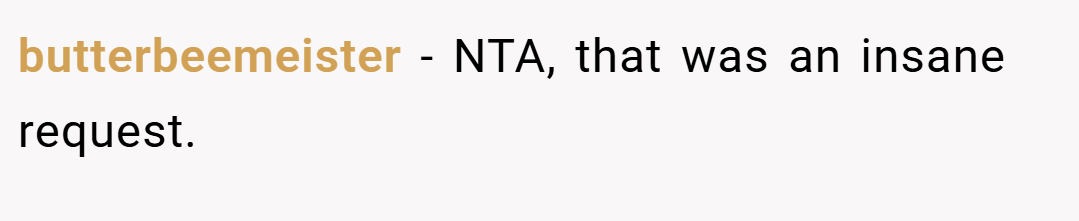 butterbeemeister − NTA, that was an insane request.