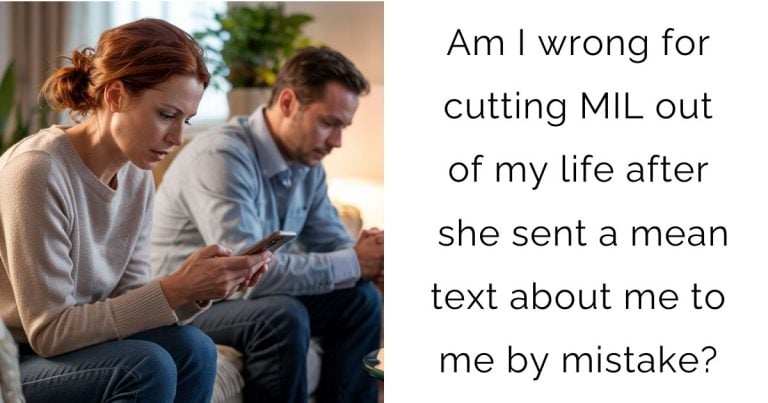 Am I wrong for cutting MIL out of my life after she sent a mean text about me to me by mistake?
