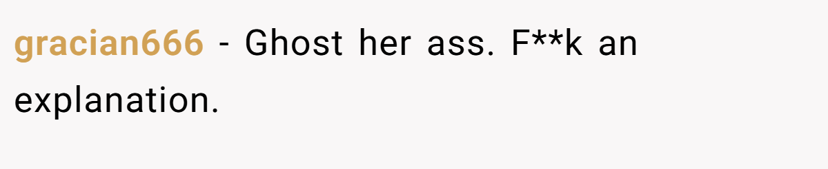 gracian666 − Ghost her ass. F**k an explanation.