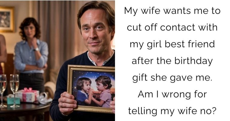 My wife wants me to cut off contact with my girl best friend after the birthday gift she gave me. Am I wrong for telling my wife no?