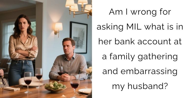 Am I wrong for asking MIL what is in her bank account at a family gathering and embarrassing my husband?