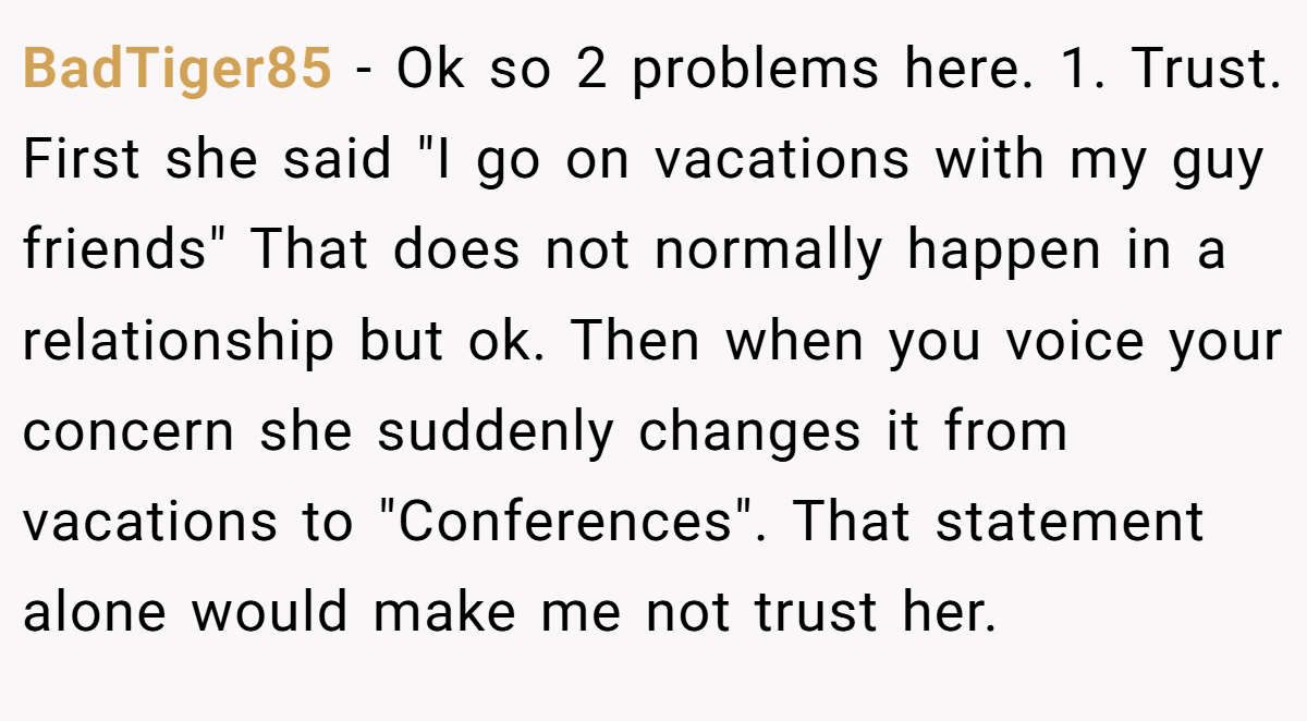 BadTiger85 − Ok so 2 problems here. 1. Trust. First she said 
