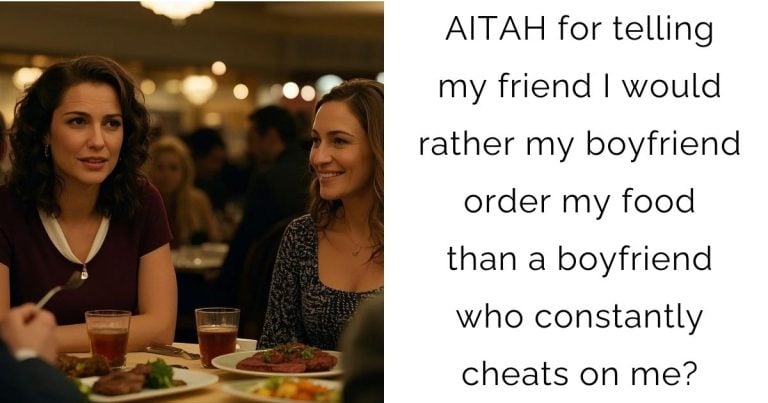 AITAH for telling my friend I would rather my boyfriend order my food than a boyfriend who constantly cheats on me?