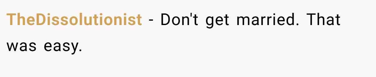 TheDissolutionist − Don't get married. That was easy.