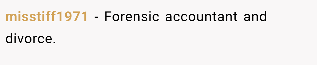 misstiff1971 − Forensic accountant and divorce.
