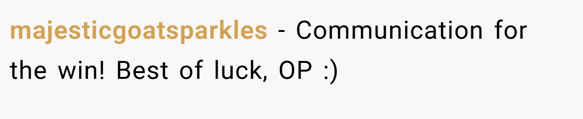 majesticgoatsparkles − Communication for the win! Best of luck, OP :)