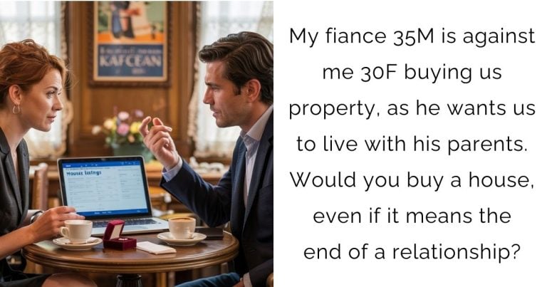 My fiance 35M is against me 30F buying us property, as he wants us to live with his parents. Would you buy a house, even if it means the end of a relationship?
