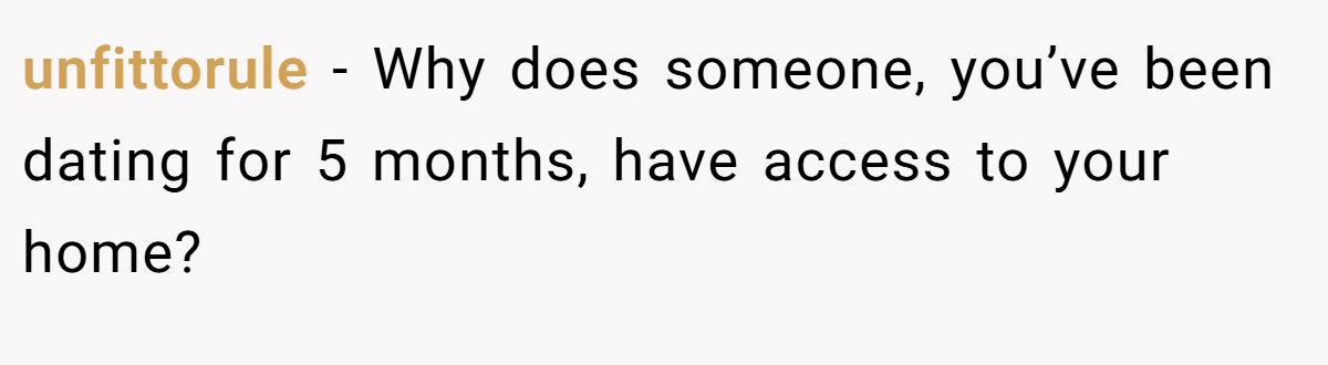 unfittorule − Why does someone, you’ve been dating for 5 months, have access to your home?