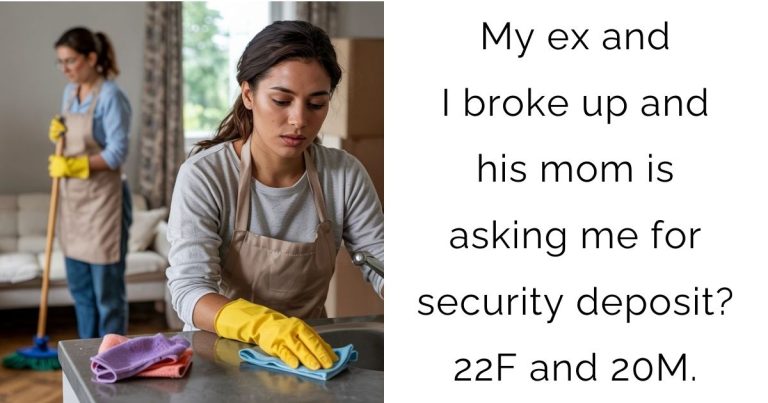 My ex and I broke up and his mom is asking me for security deposit? 22F and 20M.