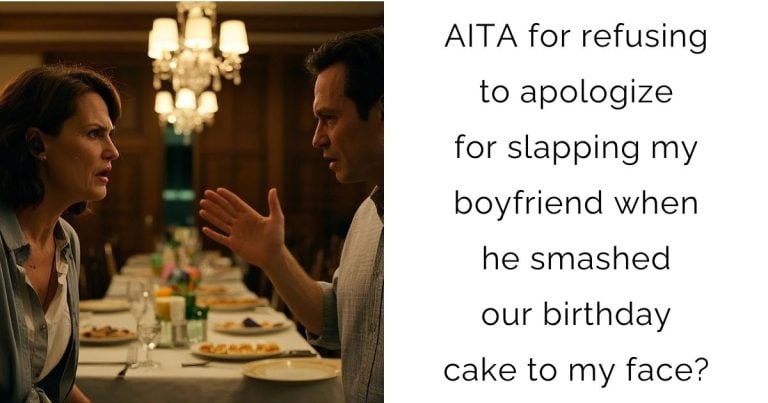 AITA for refusing to apologize for slapping my boyfriend when he smashed our birthday cake to my face?