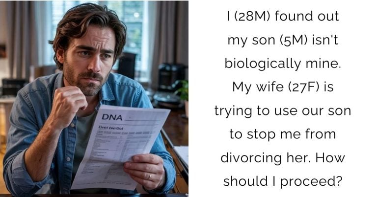 I (28M) found out my son (5M) isn’t biologically mine. My wife (27F) is trying to use our son to stop me from divorcing her. How should I proceed?