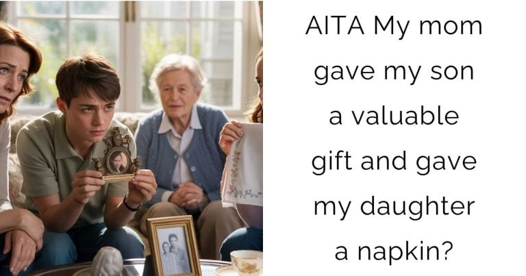 AITA My mom gave my son a valuable gift and gave my daughter a napkin?