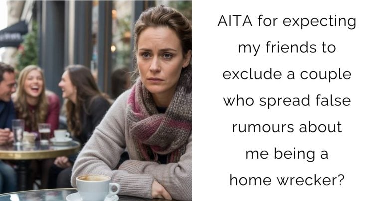 AITA for expecting my friends to exclude a couple who spread false rumours about me being a home wrecker?