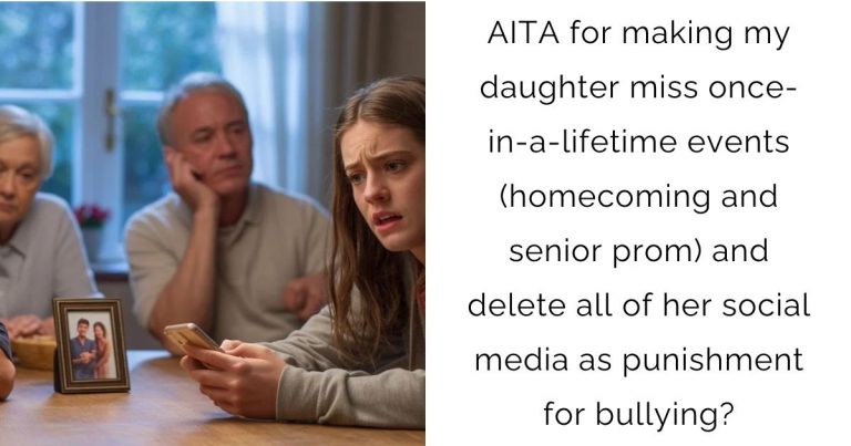 AITA for making my daughter miss once-in-a-lifetime events (homecoming and senior prom) and delete all of her social media as punishment for bullying?