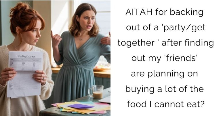AITAH for backing out of a ‘party/get together ‘ after finding out my ‘friends’ are planning on buying a lot of the food I cannot eat?
