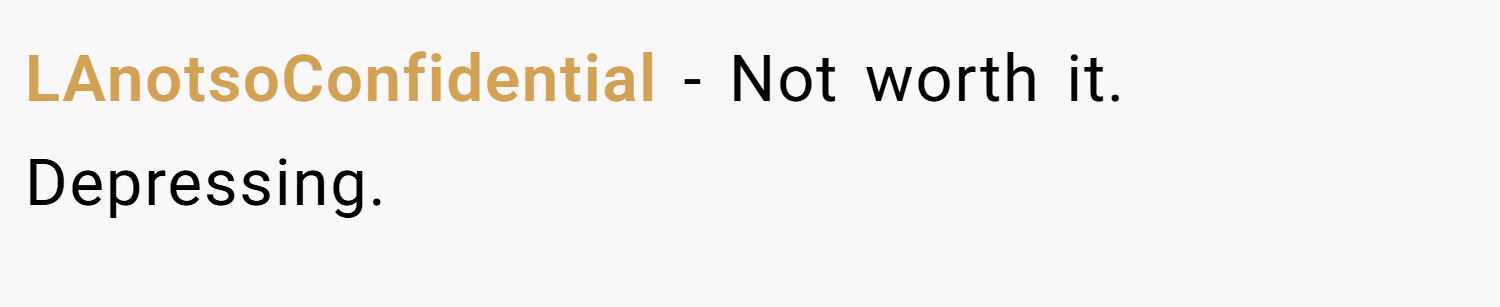 LAnotsoConfidential − Not worth it. Depressing. 