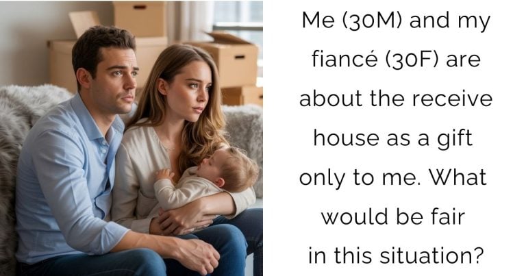 Me (30M) and my fiancé (30F) are about the receive house as a gift only to me. What would be fair in this situation?