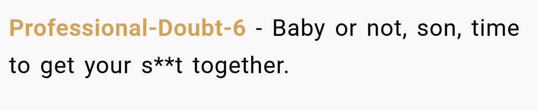 Professional-Doubt-6 − Baby or not, son, time to get your s**t together.
