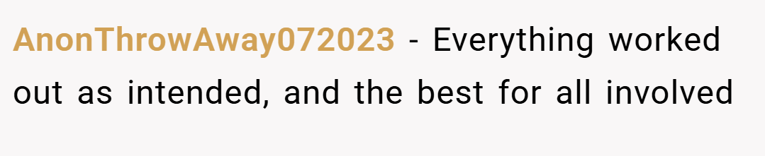 AnonThrowAway072023 − Everything worked out as intended, and the best for all involved 