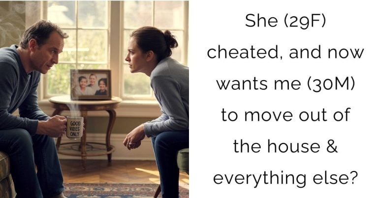 She (29F) cheated, and now wants me (30M) to move out of the house & everything else?