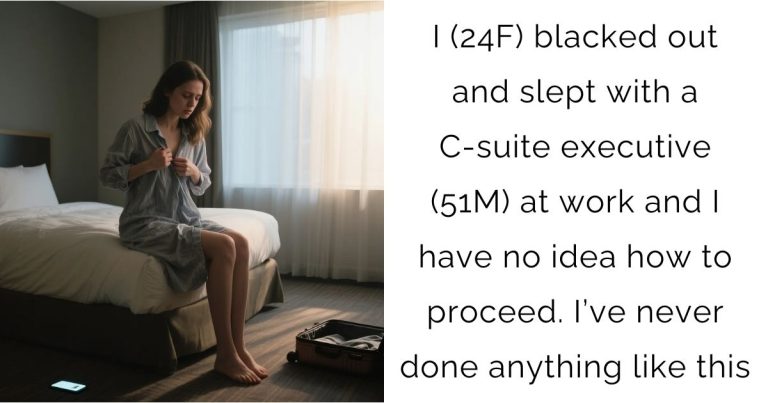 I (24F) blacked out and slept with a C-suite executive (51M) at work and I have no idea how to proceed. I’ve never done anything like this