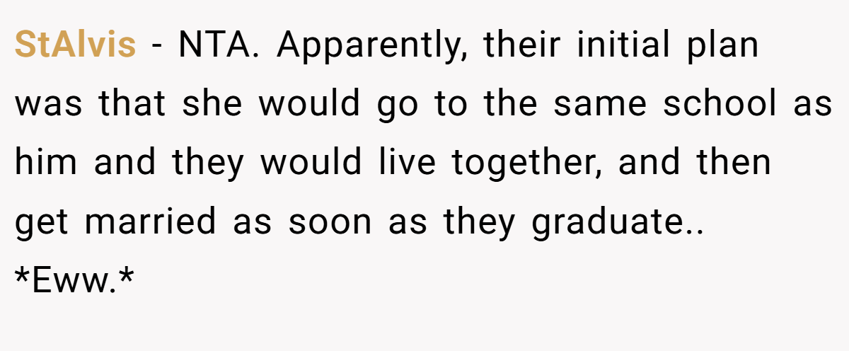 StAlvis − NTA. Apparently, their initial plan was that she would go to the same school as him and they would live together, and then get married as soon as they graduate.. *Eww.*