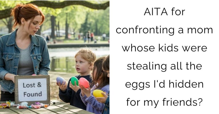 AITA for confronting a mom whose kids were stealing all the eggs I’d hidden for my friends?