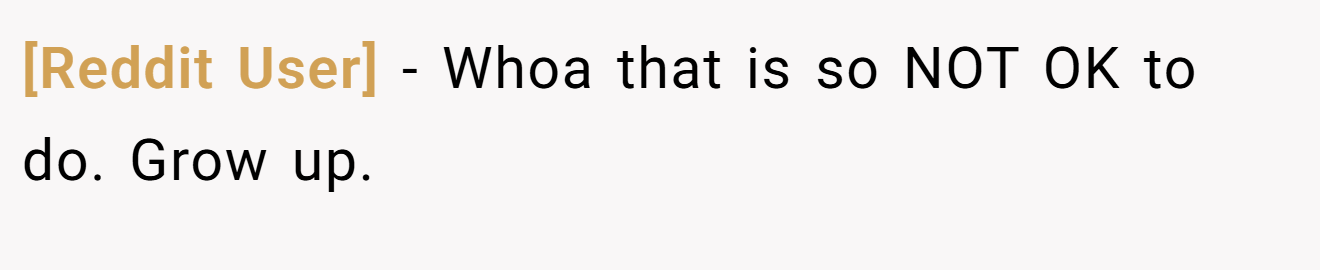 [Reddit User] − Whoa that is so NOT OK to do. Grow up.