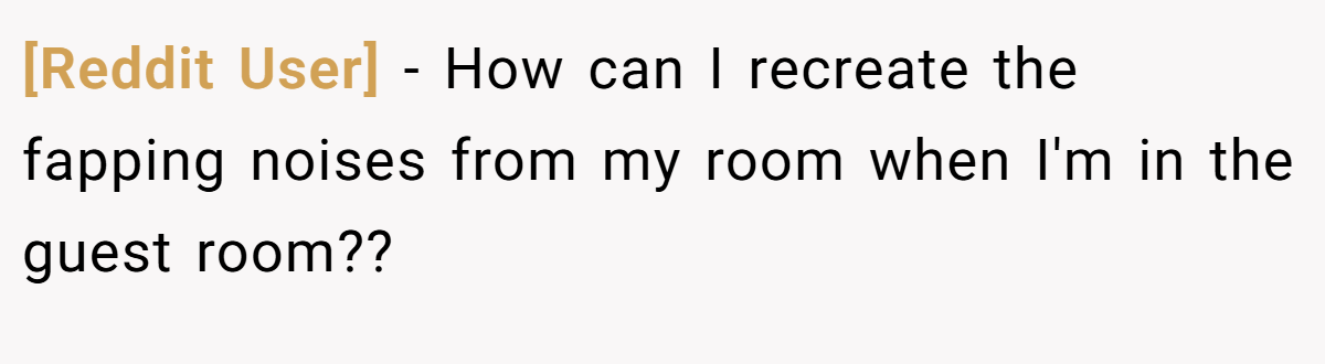 [Reddit User] − How can I recreate the fapping noises from my room when I'm in the guest room??