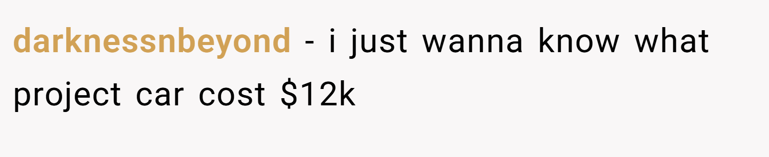 darknessnbeyond − i just wanna know what project car cost $12k