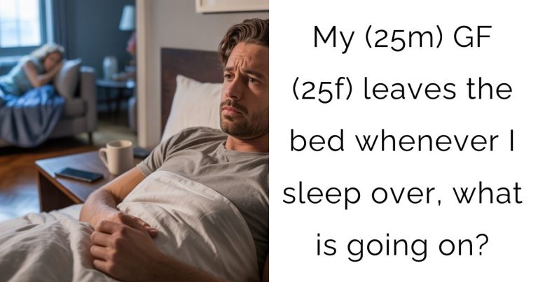 My (25m) GF (25f) leaves the bed whenever I sleep over, what is going on?