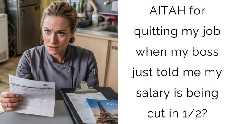 AITAH for quitting my job when my boss just told me my salary is being cut in 1/2?