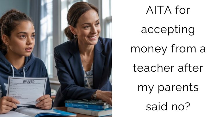 AITA for accepting money from a teacher after my parents said no?