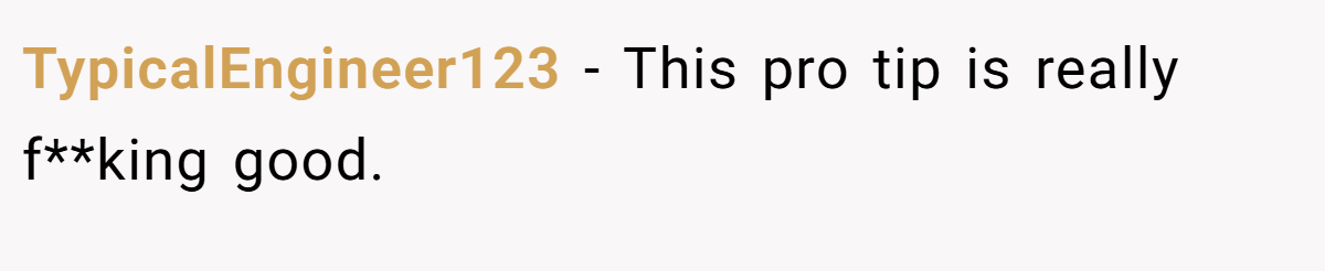 TypicalEngineer123 − This pro tip is really f**king good.