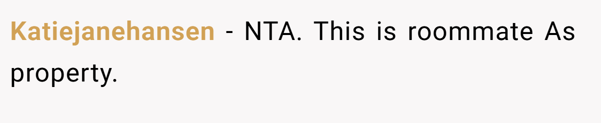 Katiejanehansen − NTA. This is roommate As property.